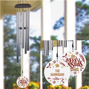Personalized Red & Gold Merry Christmas Wind Chime