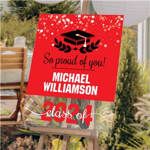 Personalized Grad Cap with Half Wreath Acrylic Sign