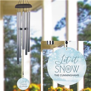 Personalized Let it Snow with Flake Wind Chime