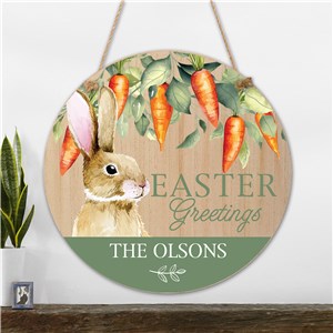 Personalized Easter Greetings Round Wall Sign