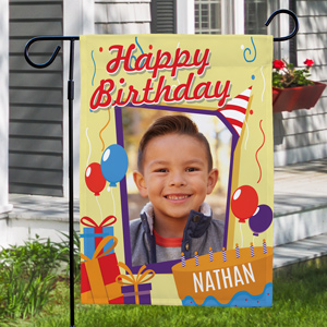 Personalized Happy Birthday Photo Garden Flag