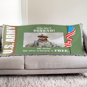 Personalized U.S. Army Photo Tapestry Throw