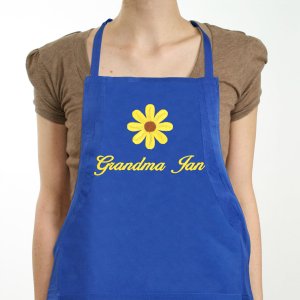 Embroidered Daisy Kitchen Apron