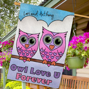 Personalized Owl Love U Forever House Flag