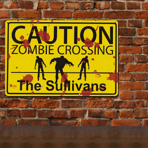 Personalized Zombie Crossing Metal Wall Sign