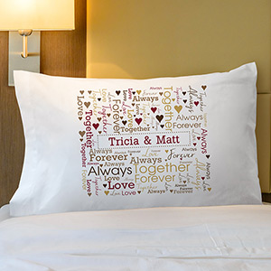 Loving Couple Word-Art Pillowcase