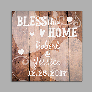 Personalized Bless This Home Wedding Square Canvas