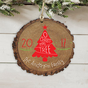 Personalized O Christmas Tree Wood Ornament