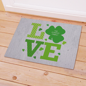 Personalized Shamrock Love Welcome Doormat