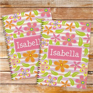 Personalized Floral Pattern Notebook Set