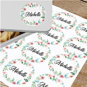 Personalized Floral Name Circle Labels