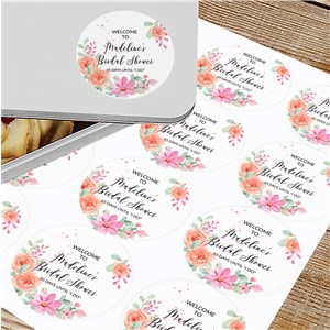 Personalized Floral Bridal Shower Days Circle Labels