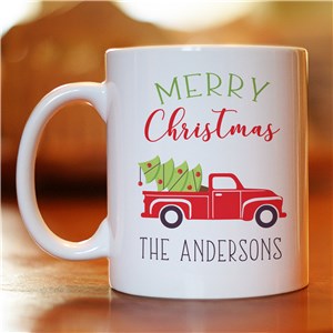 Personalized Merry Christmas Truck Mug