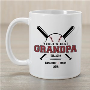 Personalized World's Best Grandpa Baseball Mug