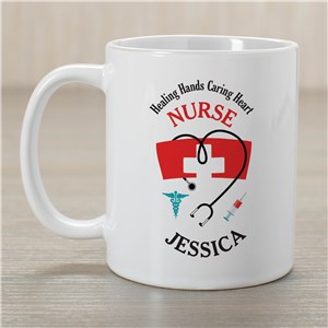 Personalized Caring Heart Nurse Mug