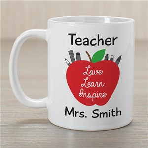 Personalized Teacher Love, Learn, Inspire Mug