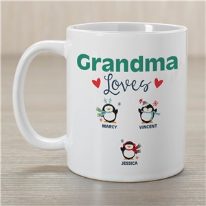Personalized Grandma Loves With Penguins Mug