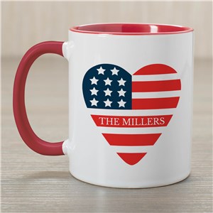 Personalized Patriotic Heart Flag Mug