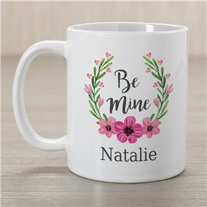 Personalized Be Mine Floral Wreath Coffee Mug