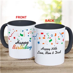 Personalized Happy Birthday with Stars and Confetti Mug