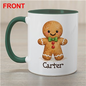 Personalized Gingerbread Man with Green Bow Tie Coffee Mug