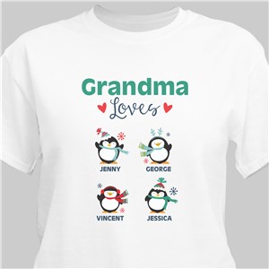 Personalized Grandma Loves With Penguins T-Shirt