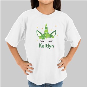Personalized St. Patrick's Day Unicorn Girl's Youth T-Shirt