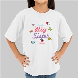 Butterfly and Flowers Personalized Big Sister T-shirt