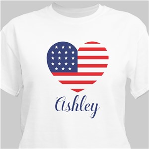 Personalized Fourth Of July Heart White T-Shirt