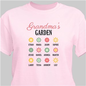 Personalized Grandma's Garden Pink T-Shirt