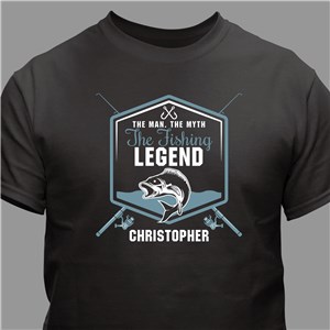 Personalized The Man The Myth Fishing Legend Black T-Shirt