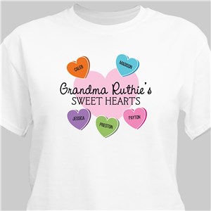 Personalized Grandma's Bright Colored Sweethearts T-Shirt