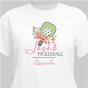 Personalized Floral Love & Pickleball T-Shirt