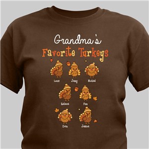 Personalized Favorite Turkeys T-shirt Brown
