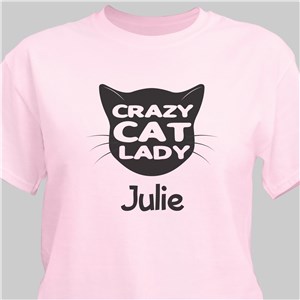 Personalized Crazy Cat Lady Pink T-Shirt