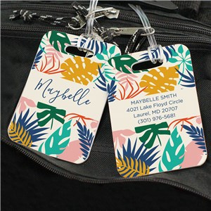 Personalized Colorful Tropical Leaves Luggage Tag