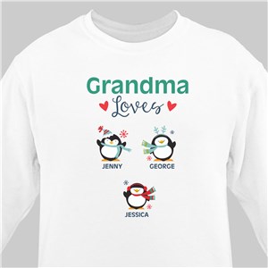 Personalized Grandma Loves With Penguins Sweatshirt