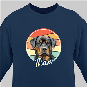 Personalized Striped colored background with watercolor dog with script name Sweatshirt Navy