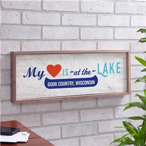 Personalized My Heart Is At The Lake Wood Wall Sign