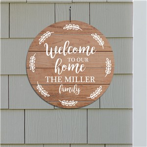 Personalized Welcome Leaves Round Sign