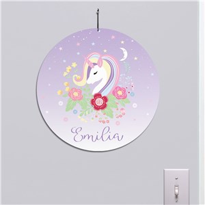 Personalized Unicorn Round Wall Sign