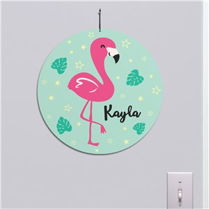 Personalized Flamingo Round Wall Sign