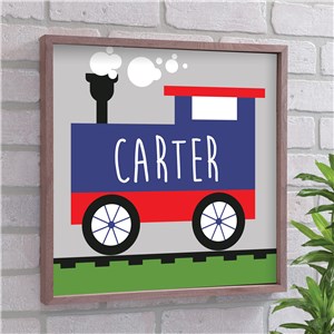 Personalized Single Train Framed Wall Sign