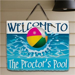 Personalized Beach Ball Welcome Slate Plaque