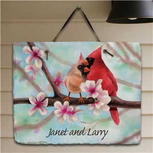 Personalized Spring Cardinals Slate Plaque