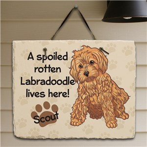 Personalized Labradoodle Spoiled Here Slate Plaque