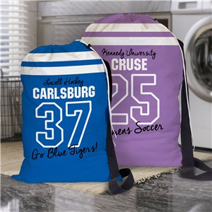 Personalized Striped Jersey Style Laundry Bag