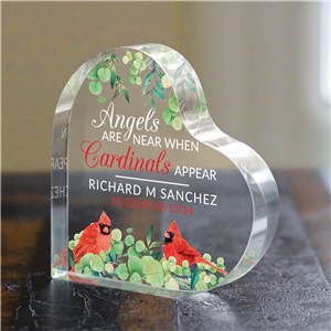 Personalized Angels are near when cardinals appear Acrylic Heart Keepsake