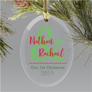 Personalized Couples Glass Ornament