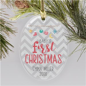 Personalized Baby 1st Christmas Glass Ornament